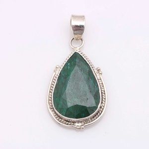 Sterling Silver Green Corundum Pendant